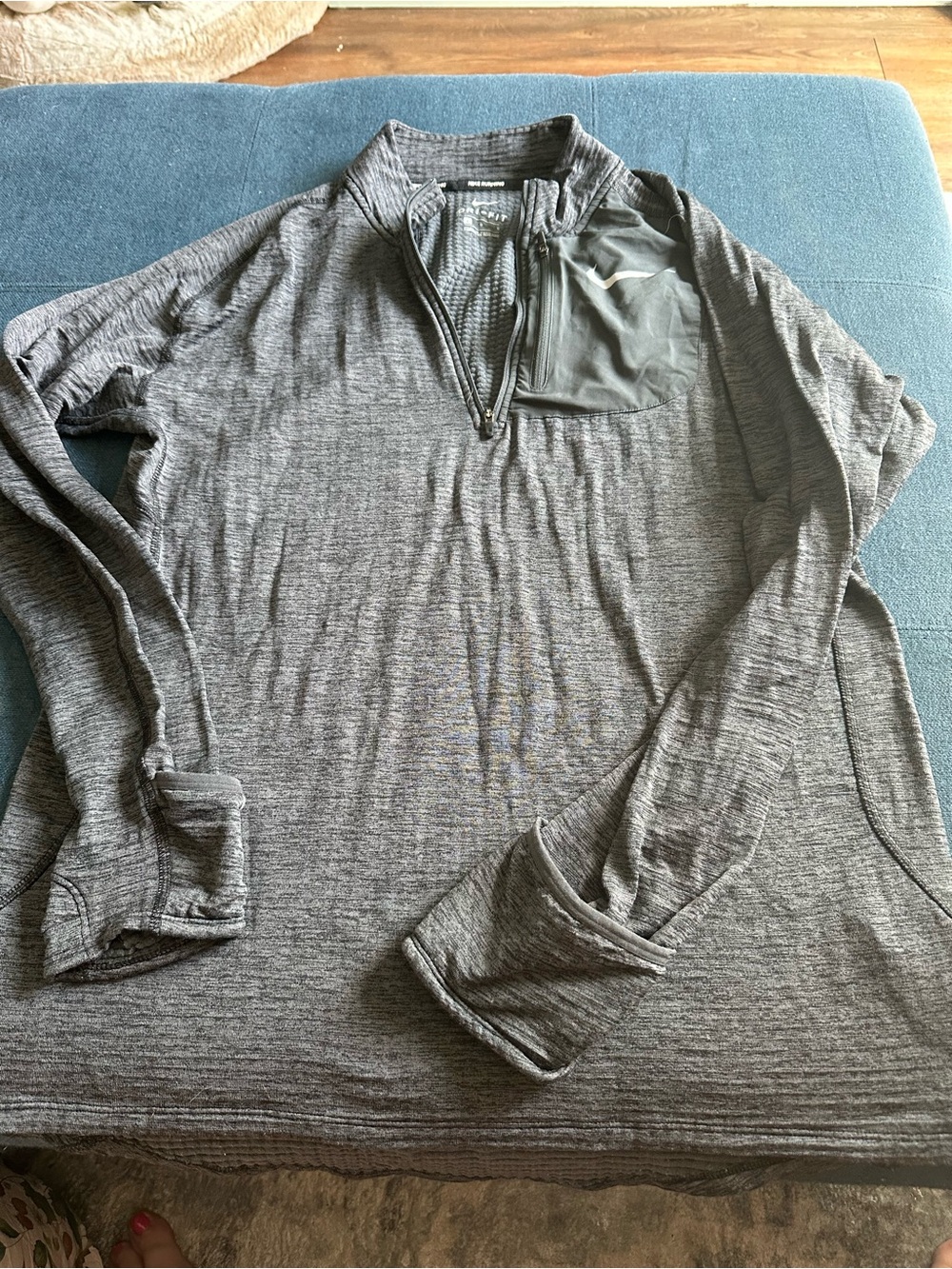 Nike Heather Gray Half-Zip Pullover with Chest Pocket